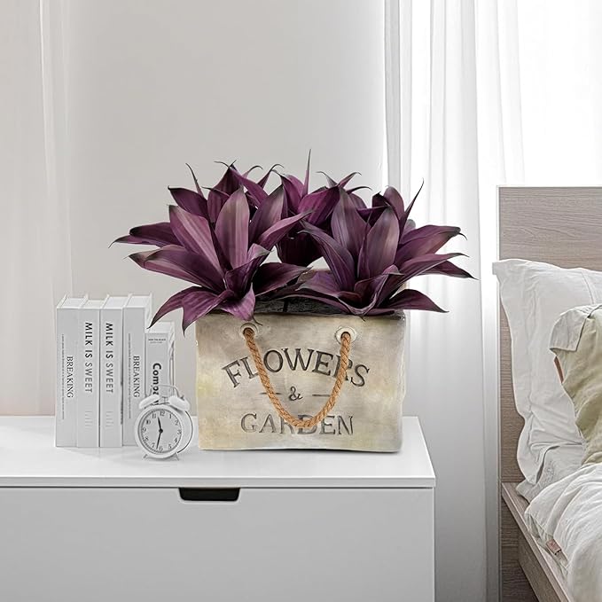 Fake Plants Artificial Agave Plants Indoor，UV Resistant Fake Agave Planters Outdoor Decorating Artificial Plants for Outdoors Decor Agave (2Pack,12.6'Purple) Spring Decorations for Home-VerdiqueGarden