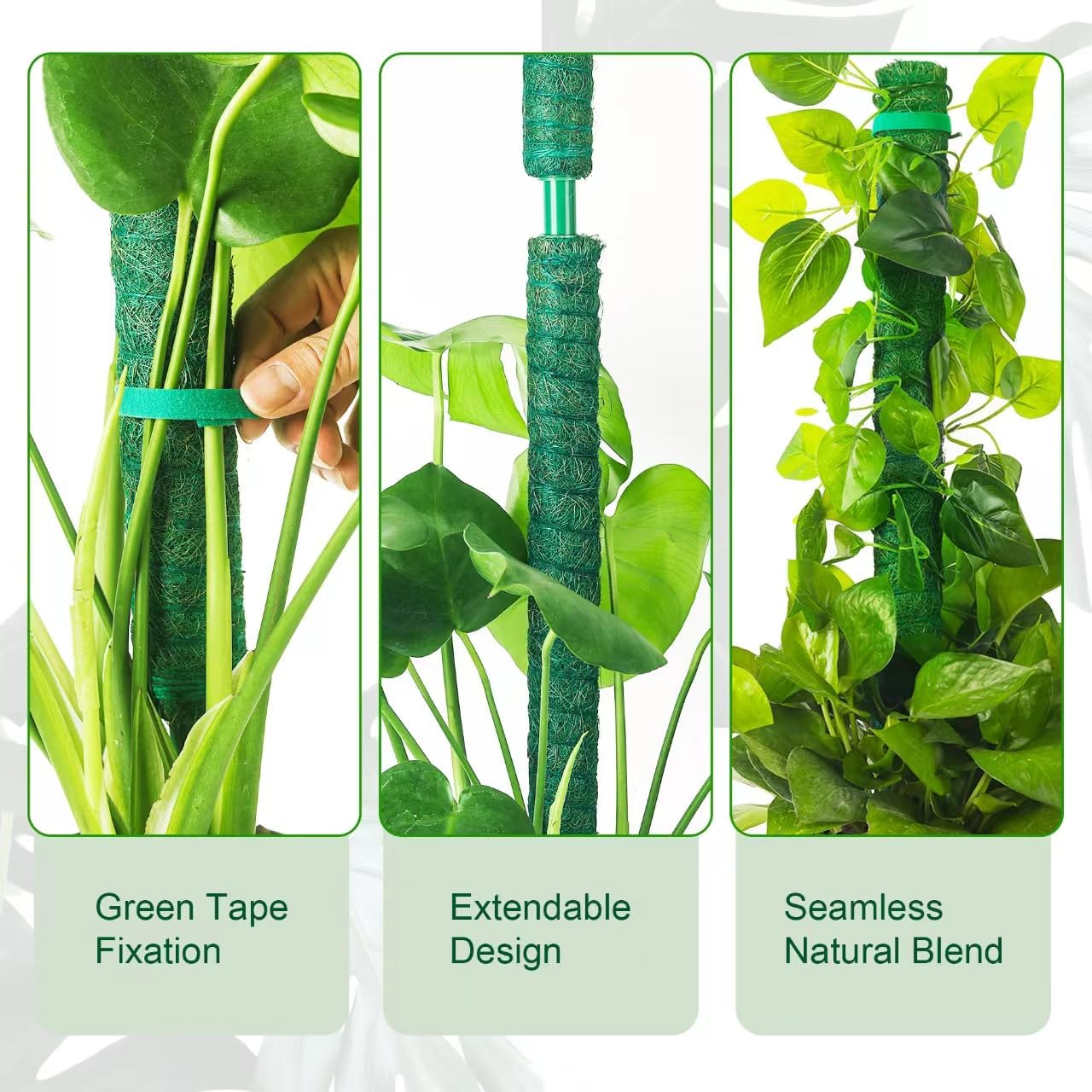 2 Pack Moss Pole, LveSunny 16 Inch Green Stackable Monstera Plant Support, Ideal Moss Poles for Climbing Plants, Moss Pole for Plants Indoor, Plant Support Stakes for Monstera and Potted Plants-VerdiqueGarden