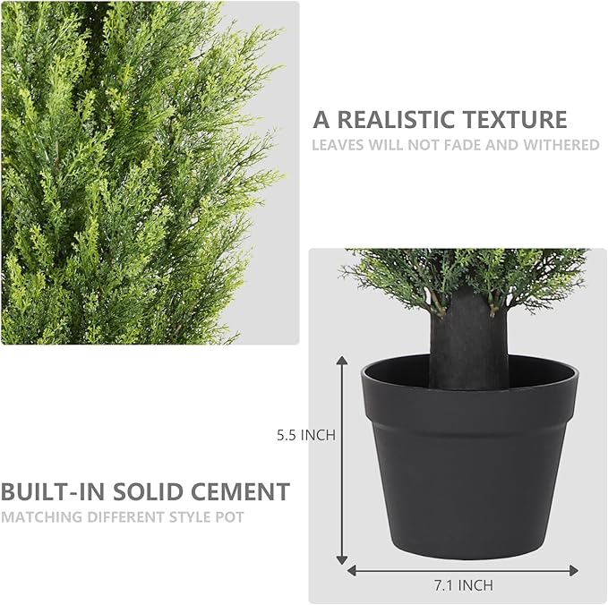 THE BLOOM TIMES 6ft Tall Topiary Trees Artificial Outdoor – UV Resistant Faux Cedar Pine Cypress Bushes and Shrubs, Fake Potted Plants for Front Porch Outside Planter Patio Decor, Set of 2 (6 Foot)-VerdiqueGarden