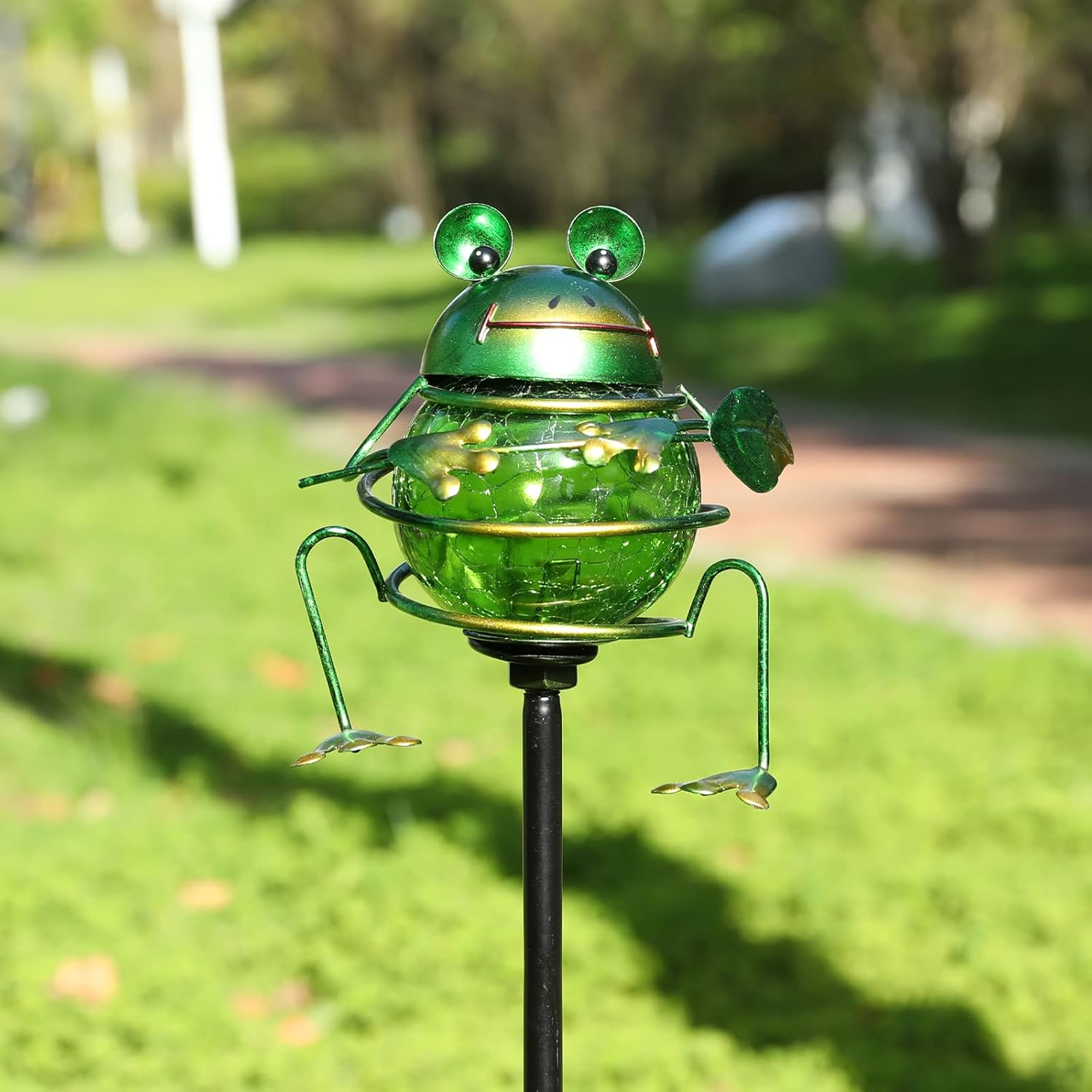 Bshine Solar Frog Garden Decorative Light, Outdoor Waterproof Solar Stake, Yard Decoration for Paths, Landscape, Pathways, Lawn Ornaments, Gift for Mom, Gardening Gift for Frog Lovers-VerdiqueGarden