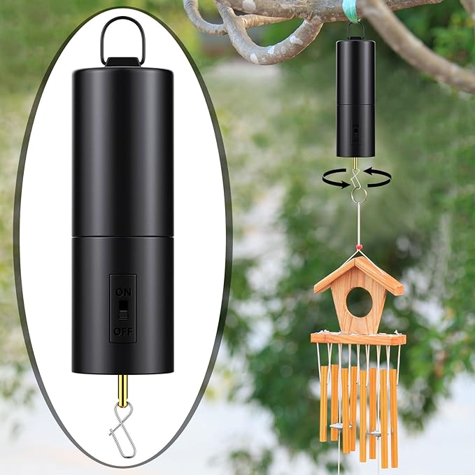 Therwen 6 Pcs Ornament Spinner Battery Operated Wind Spinner Motor Rotator Disco Ball Motor Outdoor Hanging Ornament for Halloween Mardi Gras Decoration, No Battery(Black)-VerdiqueGarden