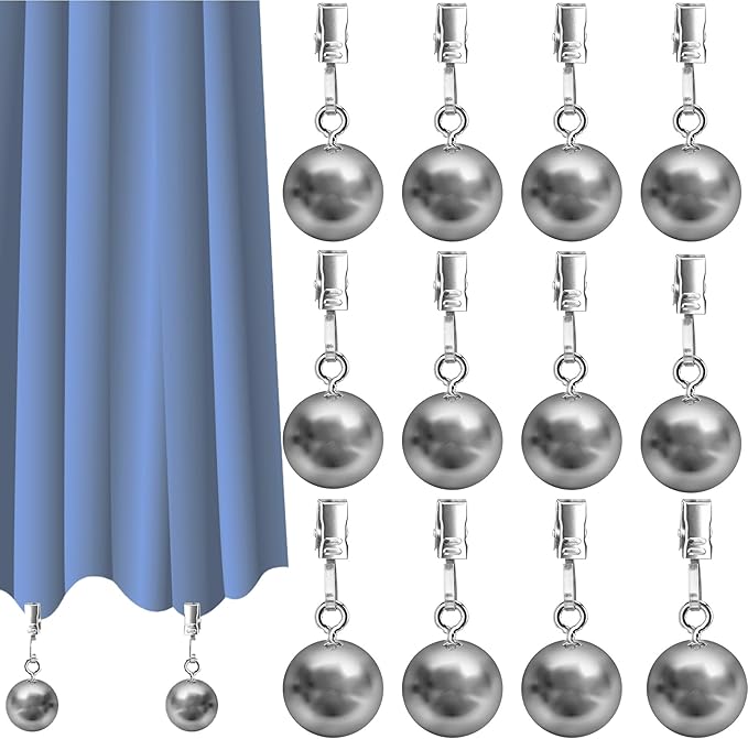 12 Pack Heavy Duty Curtain Weights, Heavy Weights for Outdoor Curtains of Pergola Patio Gazebo Cabana, Stainless Steel Weight Clip Down Curtain, Garden Flag, Shower Curtain, Tablecloth-VerdiqueGarden