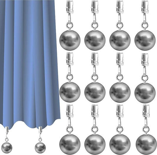 12 Pack Heavy Duty Curtain Weights, Heavy Weights for Outdoor Curtains of Pergola Patio Gazebo Cabana, Stainless Steel Weight Clip Down Curtain, Garden Flag, Shower Curtain, Tablecloth-VerdiqueGarden