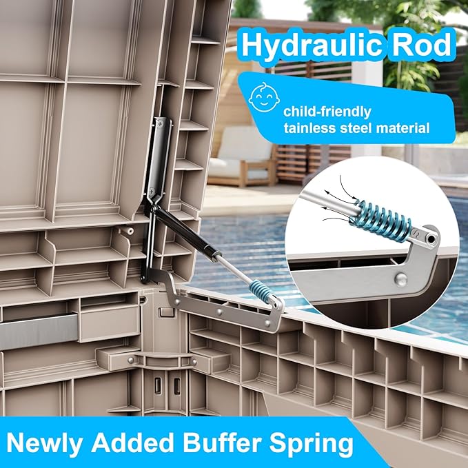 260 Gallon Large Resin Deck Box, Lockable Outdoor Storage Box for Patio Cushions Storage Furniture,Garden Tools, Pool Supplies, Weatherproof and UV Resistant- Grey Rattan (260 Gallon)-VerdiqueGarden