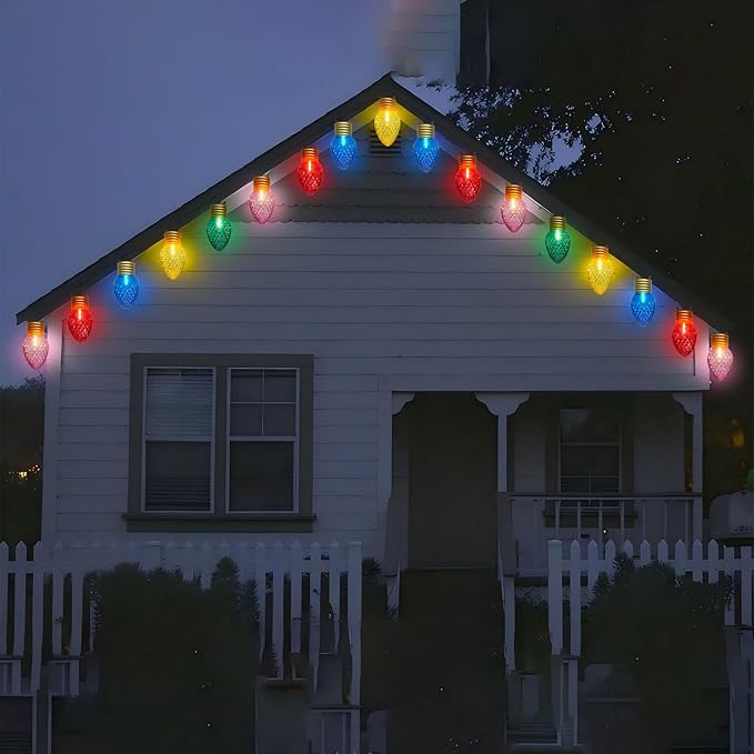 Jumbo Multicolor Christmas String Lights,16FT Jumbo Christmas Hanging Lights with 10 5'' LED C9 Large Strawberry Multicolor Bulbs, Hanging Christmas Decorations Lights for Home Tree Roof Yard Garden-VerdiqueGarden