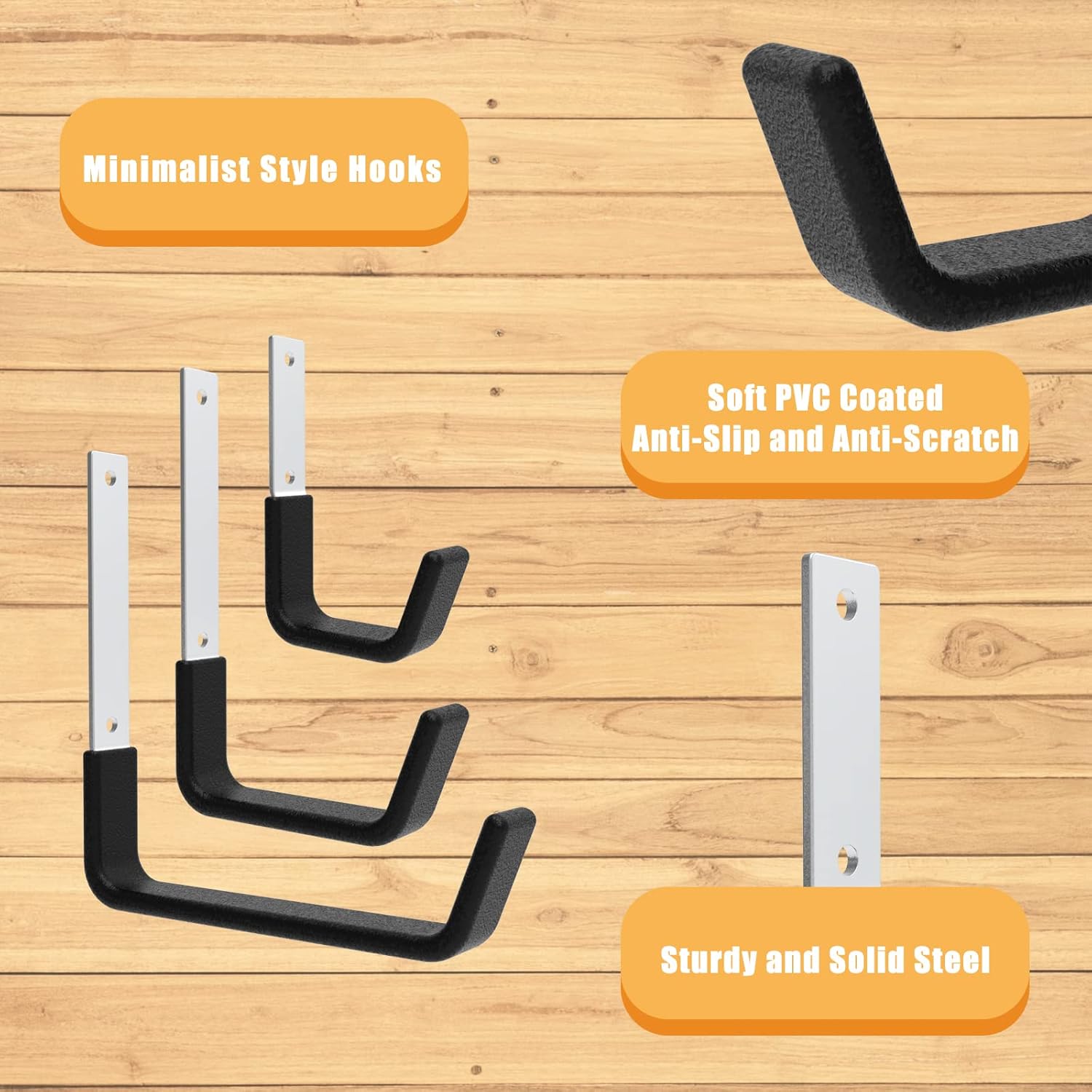 Heavy Duty Utility Hooks for Garage Storage Utility Hooks Wall Mount,Garage Hooks Heavy Duty,Garage Wall Hooks,Hose Holder,Bike Hooks,Ladder Hooks,Leaf Blower Hanger (2S & 2M & 2L)-VerdiqueGarden