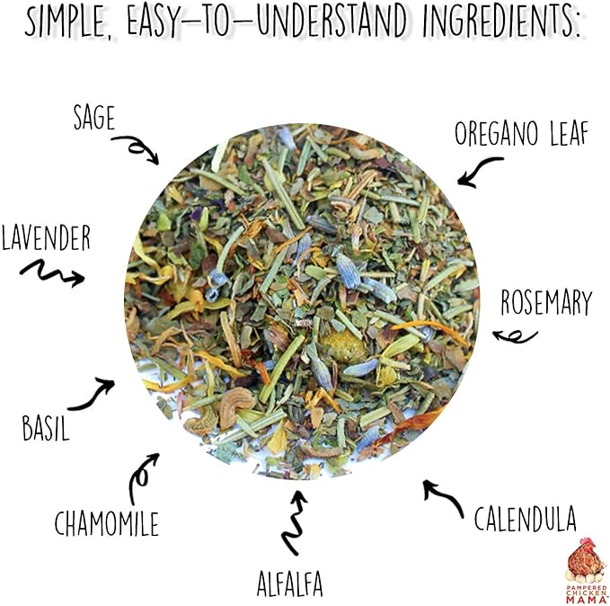 Pampered Chicken Mama Floral Nesting Herbs for Chickens (16 Ounces/1 Pound) | Relaxation Blend for Chick Brooder Box, Chicken Coop Bedding | Scent of Spring-VerdiqueGarden