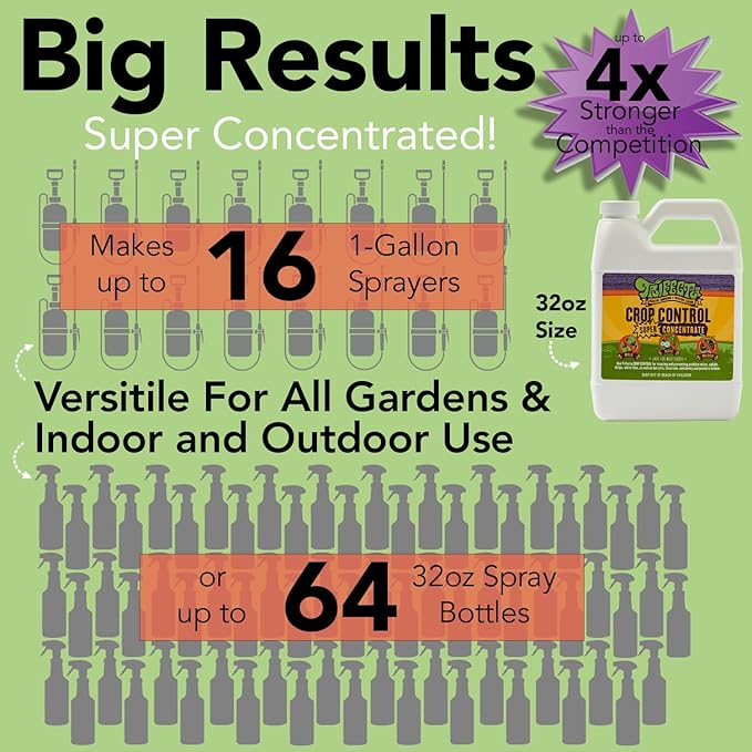 Trifecta Crop Control Super Concentrate All-in-One Natural Pesticide, Fungicide, Miticide, Insecticide, Help Defeat Spider Mites, Powdery Mildew, Botrytis, Mold and More on Plants 32 OZ-VerdiqueGarden