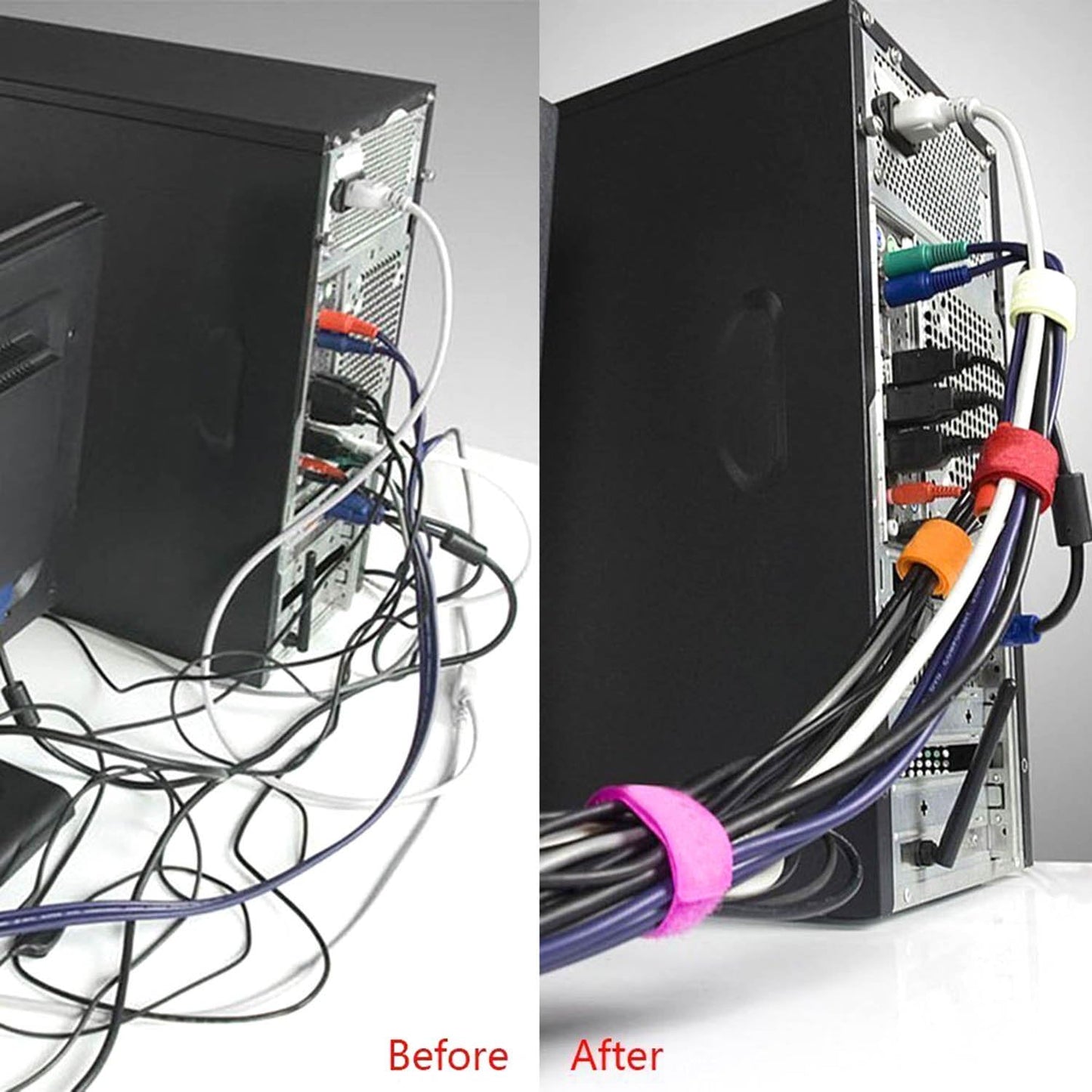 Reusable Fastening Tape Cable Ties 3/4 Inch Double Side Hook Roll (10 Yard, Yellow)-VerdiqueGarden