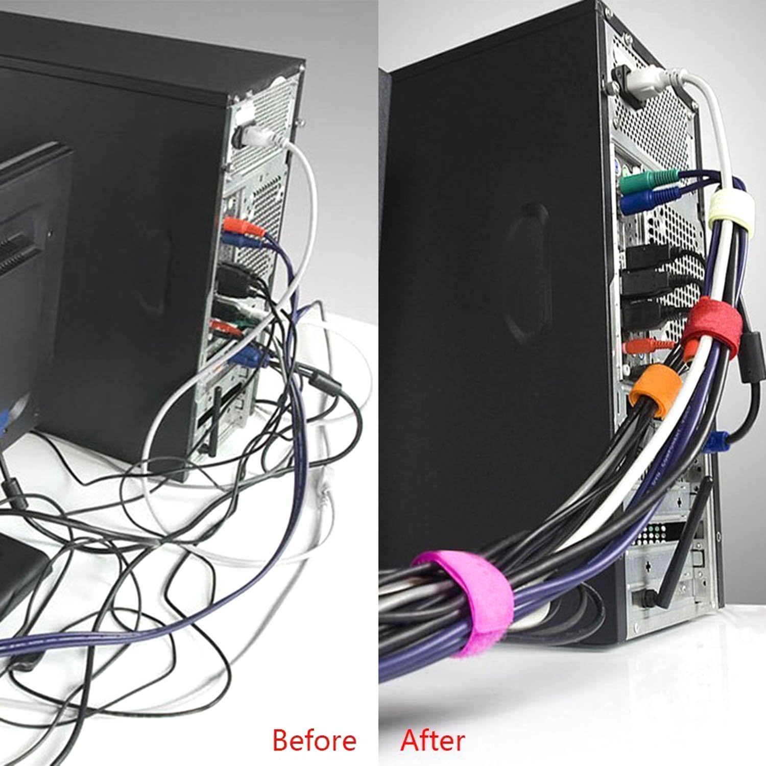 Reusable Fastening Tape Cable Ties 3/4 Inch Double Side Hook Roll (25 Yard, Yellow)-VerdiqueGarden