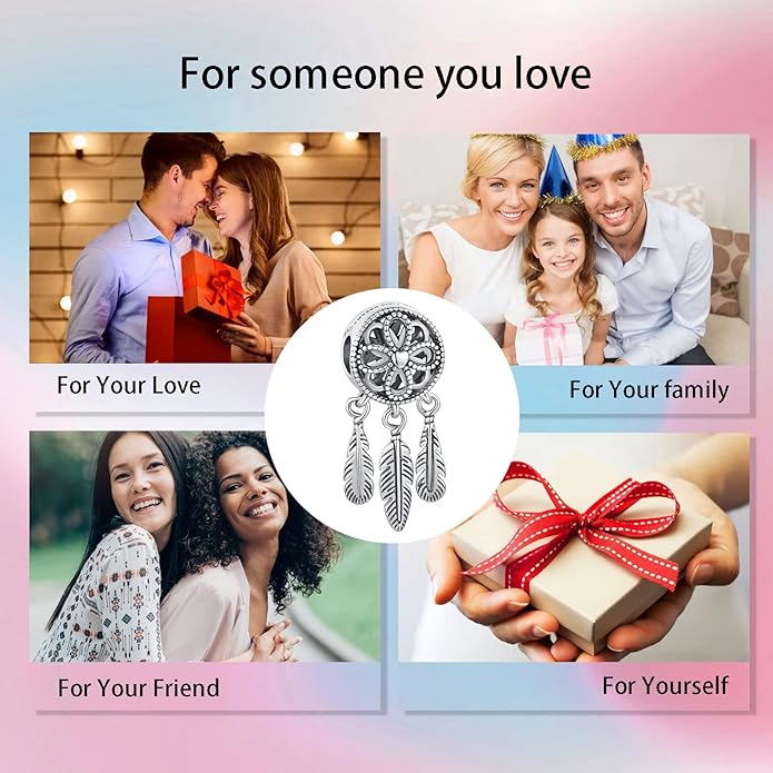 Birthday Fashion Love Heart Dangle Charm 925 Sterling Silver Charms fits Bracelets and Necklace Pendant Bead Charms Jewelry Present for Women Family Friends