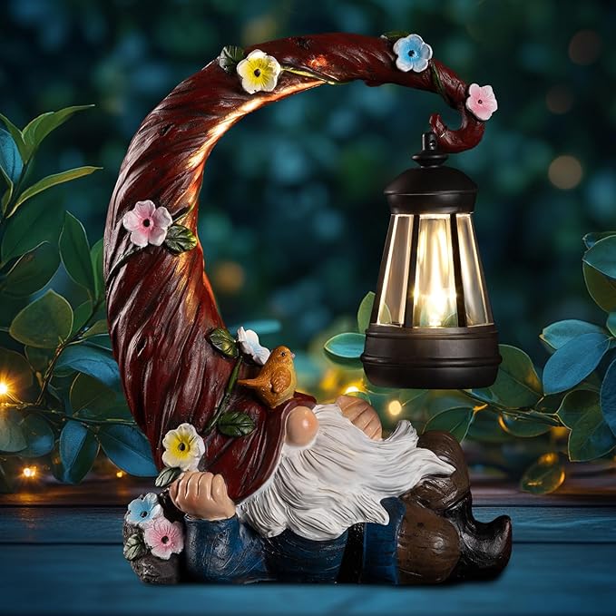 Garden Gnomes Outdoor Statues with Solar Light Funny Gnome Decor Gifts for Women Mom Gnomes Decorations for Home Patio Lawn Yard Garden Decor-VerdiqueGarden