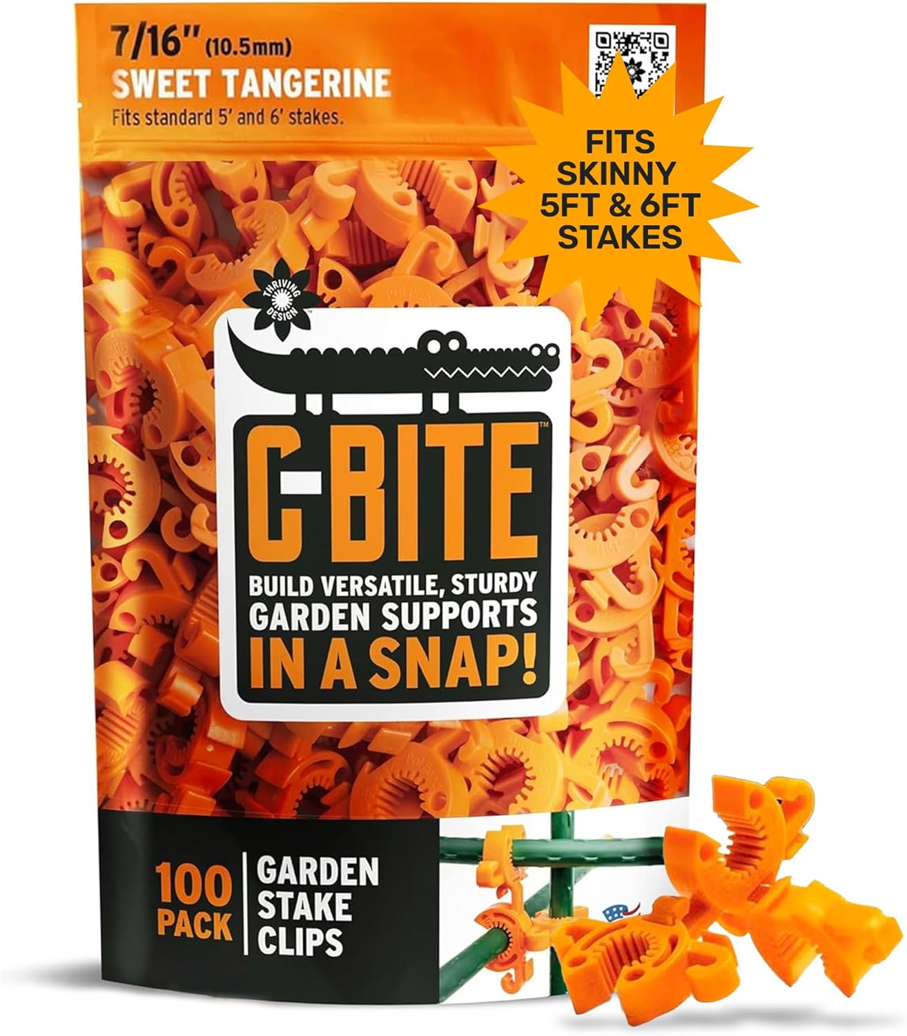 Plant Support Clips for Trellis, Garden Stakes, Wire Fence, Climbing Plants, Indoor Gardening, Hydroponics Systems, and Vines | Durable Gardening Clips (Tangerine Orange - 100 Pack)-VerdiqueGarden