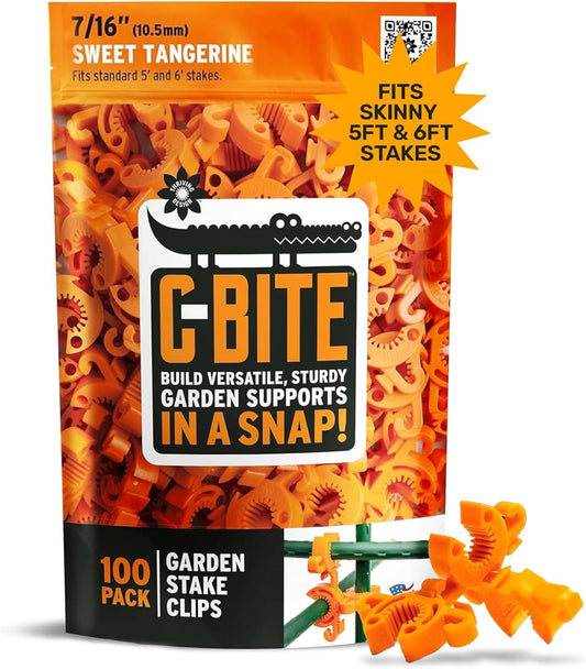 Plant Support Clips for Trellis, Garden Stakes, Wire Fence, Climbing Plants, Indoor Gardening, Hydroponics Systems, and Vines | Durable Gardening Clips (Tangerine Orange - 100 Pack)-VerdiqueGarden