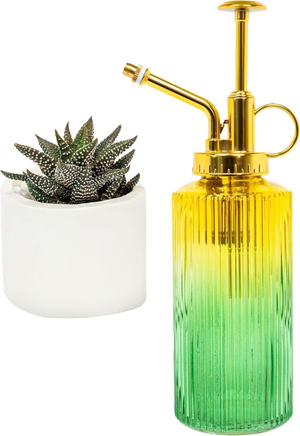 Useful Co. Yellow & Green Glass Plant Mister for inside, Mister for Plants, Plant Sprayer Mister, Decorative Plant Mister Spray Bottle with Adjustable Nozzle for indoor plants (230ml/ 7.8oz)-VerdiqueGarden