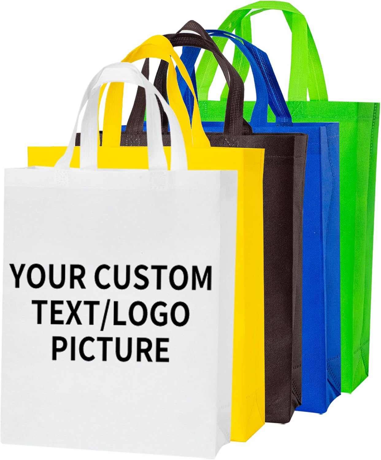 YEEHAW Custom Tote Bags 100pcs, White Custom Non-woven Tote Bag with Logo, Reusable Bags with Durable Handle, Ideal for Grocery Shopping, Gifts Wrapping & Travel-VerdiqueGarden