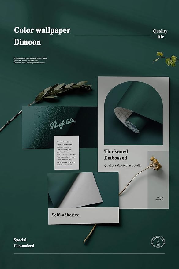 Dimoon 393''x17.7'' Green Peel and Stick Wallpaper Contact Paper Modern Self Adhesive Wall Paper Removable Renter Friendly Textured Solid Color Shelf Cabinet Vinyl Roll (393''x17.7'',Palegreen)-VerdiqueGarden