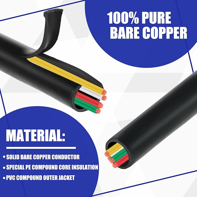 Hoolerry Solid Sprinkler System Wire 18 Gauge Irrigation Wire with UV Resistant PVC Jacket Sprinkler Cable for Underground Irrigation Field Central Control System 30v Ul Listed(18/4, 50 Ft)-VerdiqueGarden