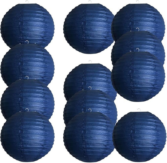 Chinese Style Paper Lanterns, Set of 12, Suitable for Party Decoration (Royal Blue, 12in)-VerdiqueGarden