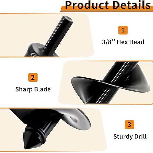 4 x 16 Inch Auger Drill Bit for Planting–Garden Spiral Hole Drill Planter for Bulbs, Bedding Plants & Umbrella Holes|3/8" Hex Drive|The Ultimate Bulb Planter Tool for Cordless Drill-VerdiqueGarden