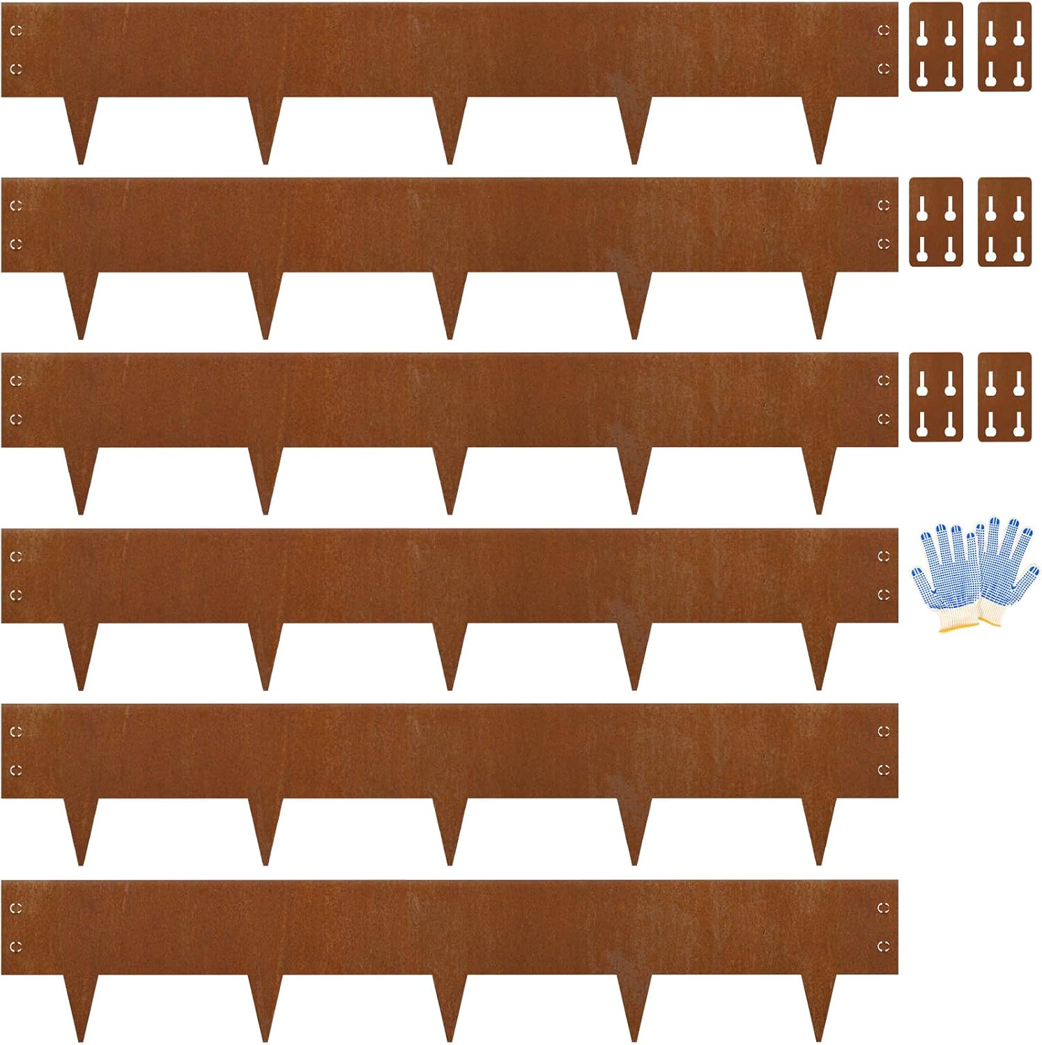 Co-rten Steel Landscape Edging 10" H x 40" L, 6 Pack Heavy Duty Metal Garden Edging, 20Ft Pre-Rustyed Steel Edging, Bendable Metal Edging for Landscaping, Yard, Tree, Flower Bed-VerdiqueGarden