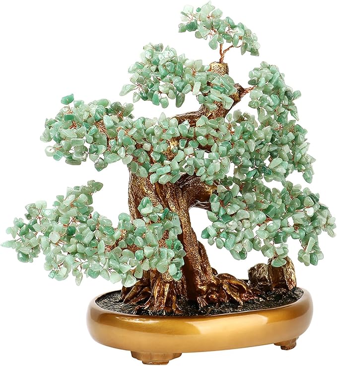 Feng Shui Money Tree Large Crystal Quartz Lucky Tree Gem Tree for Office Home Feng Shui Decoration for Wealth/Fortune and Luck (Aventurine)-VerdiqueGarden