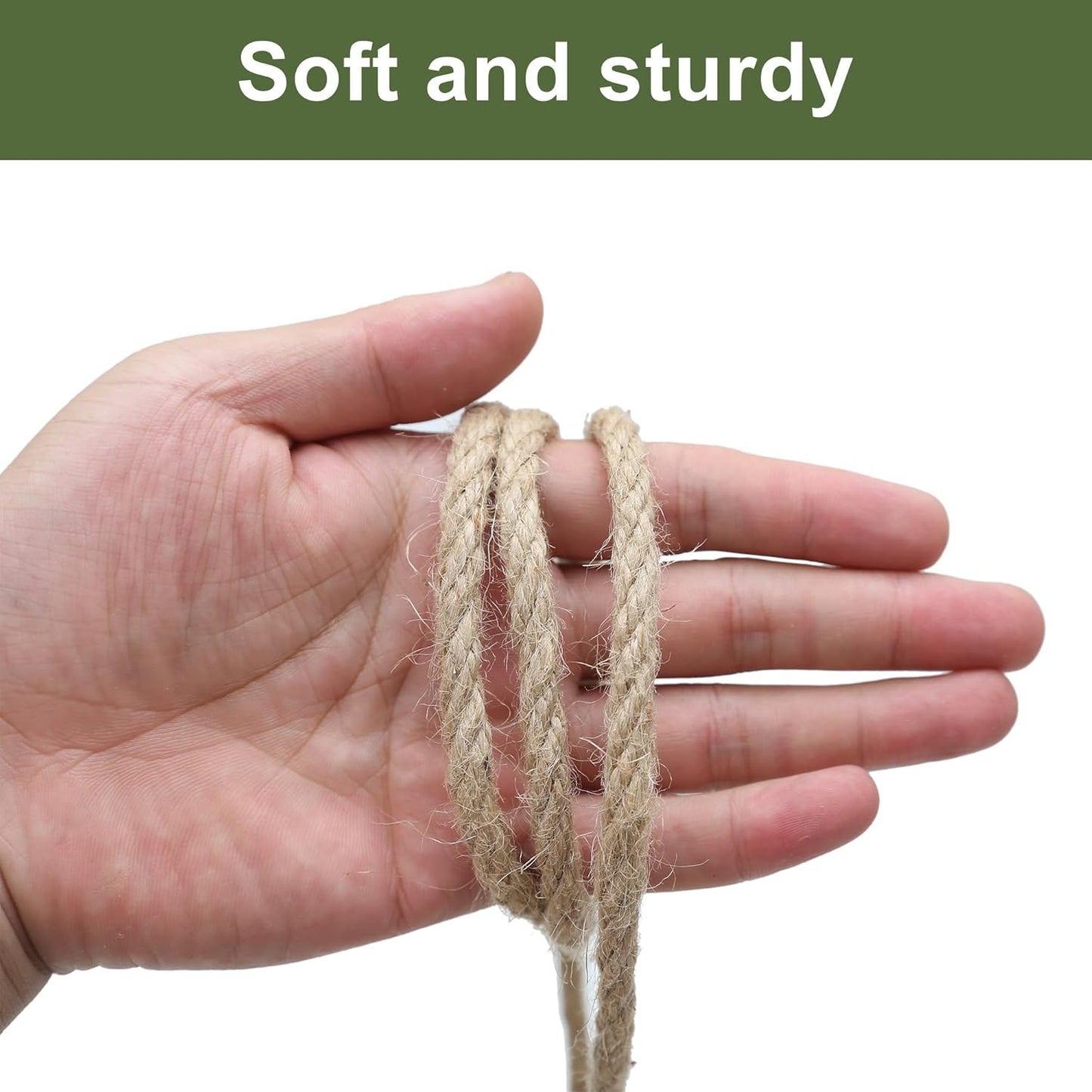 Natural Jute Twine 328ft 8mm,4Ply Twisted Thick Twine Rope Strong Jute String Roll for Crafts Gift Wrapping Gardening Home Decor Bundling Cat Scratching Post-VerdiqueGarden