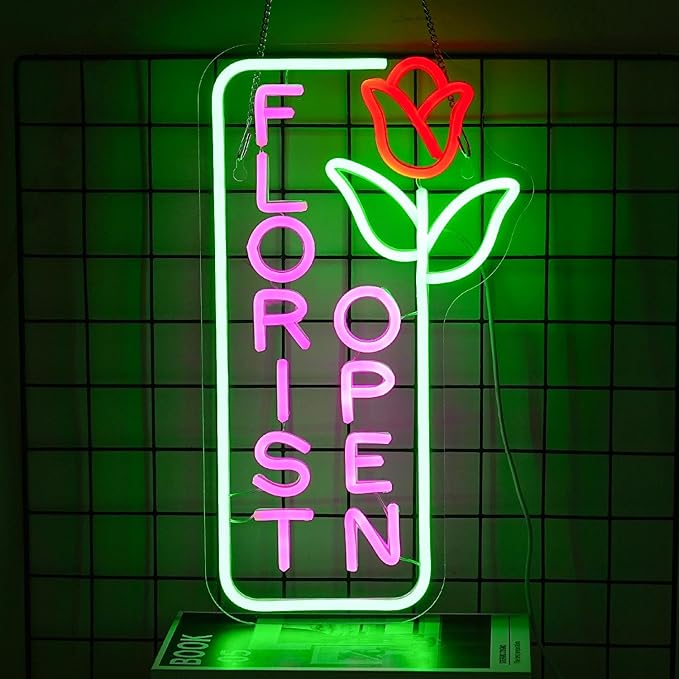 Florist Neon Sign for Business Open Neon Light Flower LED Neon Signs Colorful LED Neon Light for Flower Shop Supermarket Store Decoration-VerdiqueGarden