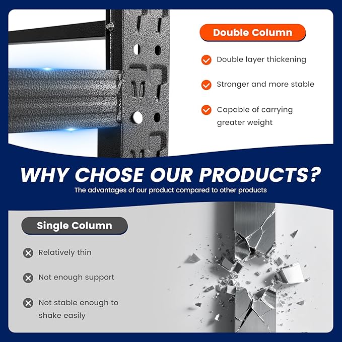 Yizosh 71" W Metal Garage Storage Shelves,5000LBS Heavy Duty 4-Shelf Adjustable Steel Organization Shelving,Utility Rack Shelf,71" W x 24" D x 69" H for Basement,Warehouse,Industrial-VerdiqueGarden