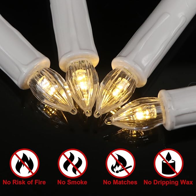 DRomance Christmas Tree Flameless Taper Candle Lights Battery Operated with 10-Key Remote and Timer, 30 Pack Plastic 3D Wick Flickering LED Taper Candles Multi-Using Home Garden Holiday Decor 3.4"-VerdiqueGarden