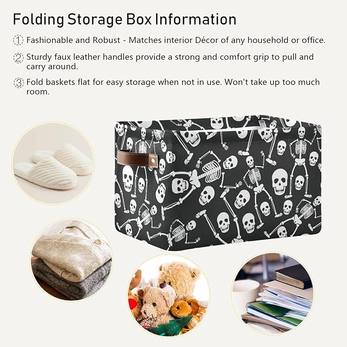 Skull Rectangular Storage Basket Organizer Bin Shelf Baskets For Clothes Gifts For Home Office Dorm-VerdiqueGarden
