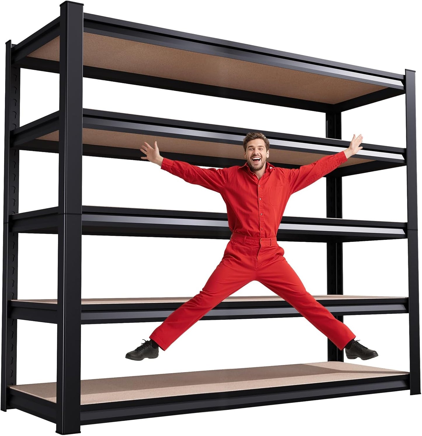 72''H*46''W Garage Shelving, 2500LBS Heavy Duty Shelvings, Adjustable Garag Storage Shelves, 5 Tier Metal Shelving Unit Wood Storage System Utility Storage Rack for Industrial, Warehouse, Basement-VerdiqueGarden