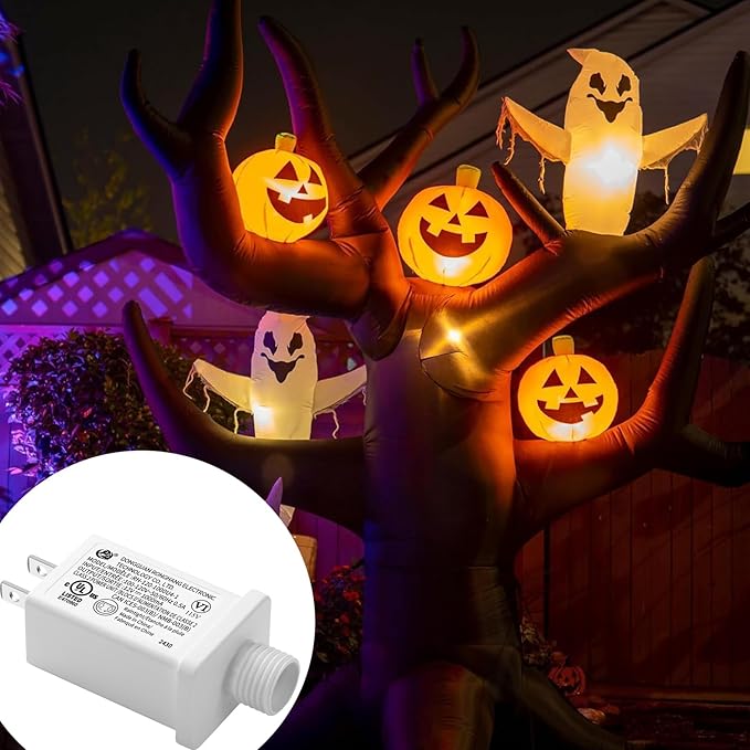 Replacement Yard Inflatable Adapter Power Supply Adaptor - 12V 1.0A 1Pcs - Inflatable Plug Replacement Class 2 Power Supply - White - for Christmas Tree Light/Thanksgiving Yard Blow Up Decorations-VerdiqueGarden