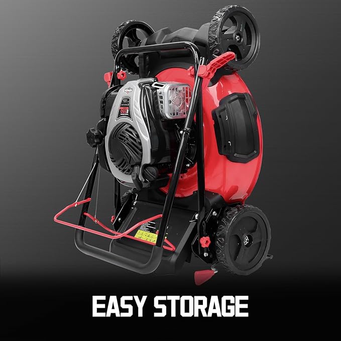 PowerSmart Gas Lawn Mower 21-inch with 140cc Briggs and Stratton E550 Engine, 3-in-1 Push Mower with Mulch, Bagger, Side-Discharge-VerdiqueGarden