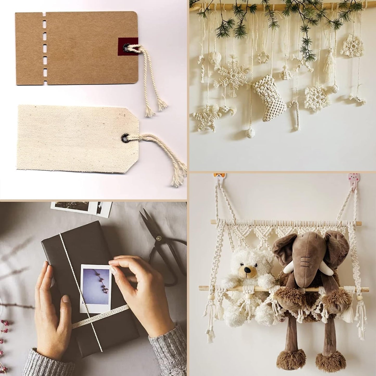 Anvin 984 Feet Cotton Twine Natural Jute Twine Packing Twines Bakers Twine Beige Twine Wrapping Butchers Baking Arts and Crafts Gardening(Pack of 3, 10 Ply 2mm Thick)-VerdiqueGarden