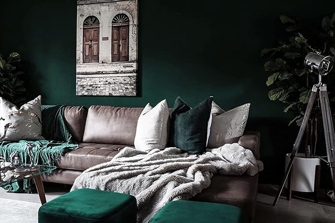 Dimoon 394''x17.7'' Dark Green Peel and Stick Wallpaper Contact Paper Modern Self Adhesive Wall Paper Removable Renter Friendly Textured Solid Color Cabinet Vinyl Roll (394''x17.7'',Emerald Dark)-VerdiqueGarden