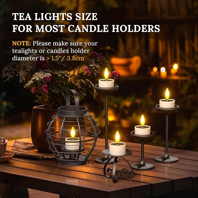 SoulBay Solar Tea Lights Outdoor Waterproof, 12 pcs 1.5" D x 2.1" Reusable Dusk to Dawn Flickering Small LED Tealight Candles, Flameless Votive Candle for Lanterns Patio Garden Camping Decor-VerdiqueGarden