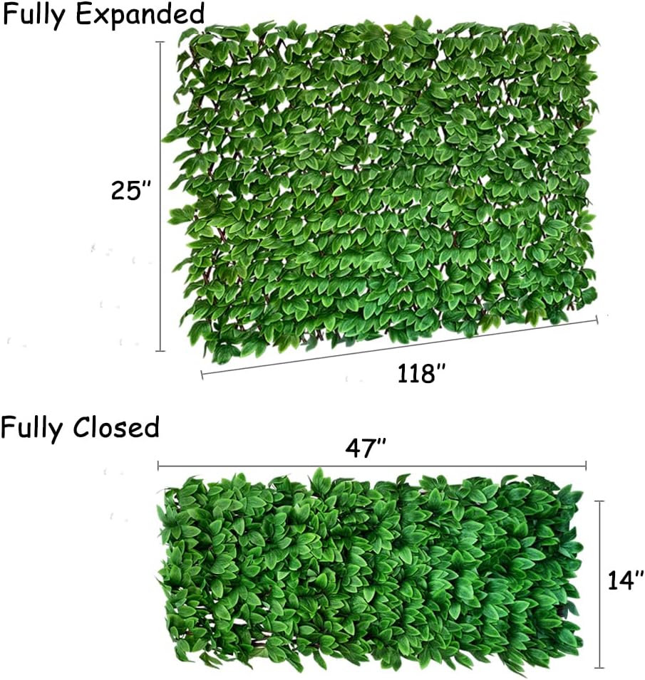 Expandable Fence Privacy Screen for Balcony Patio Outdoor,Decorative Faux Ivy Fencing Panel,Artificial Hedges (Single Sided Leaves) (2, Peony Leaf)-VerdiqueGarden