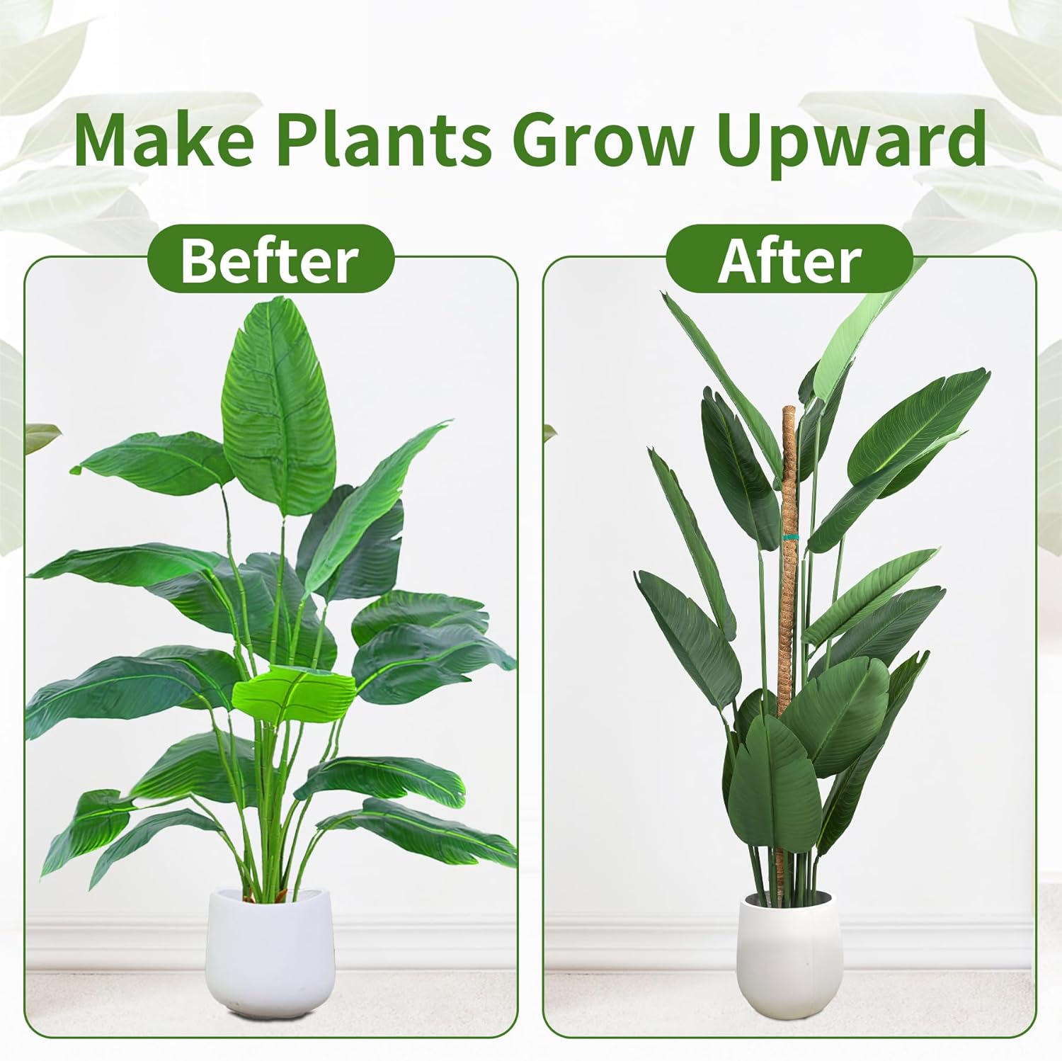 49'' Monstera Plant Support, LveSunny Bendable Moss Pole for Plants Indoor, Large Moss Pole for Climbing Plant, Coco Coir Pole, Fishbone Plant Stakes-VerdiqueGarden