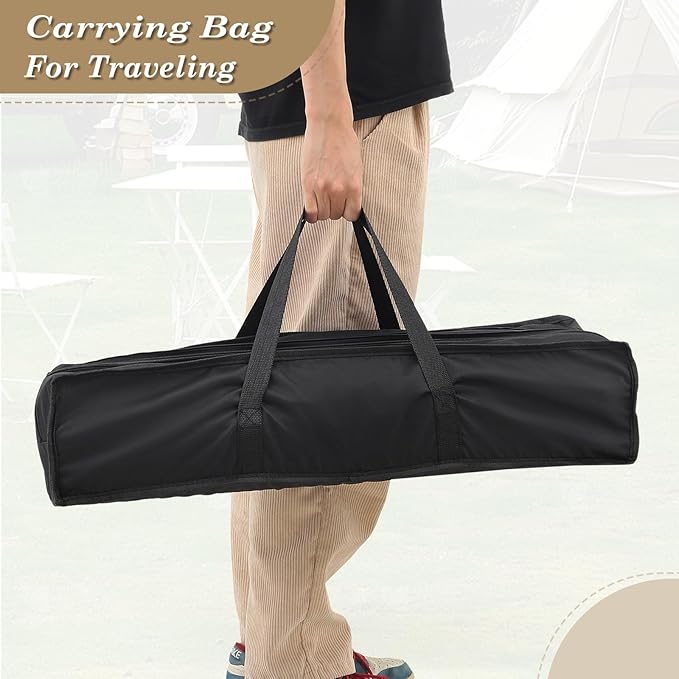 Athena Collection Foldable Camping Table, 47" Aluminum Outdoor Folding Camp Table with Mesh Layer Telescopic Legs and Carry Bag, Lightweight and Portable for Outdoor Camping Picnic Grilling, Silver-VerdiqueGarden