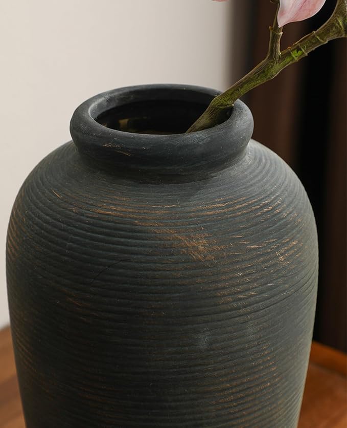 Decorative Ceramic Rustic vase,Tall vase for Minimalist Decoration,11" Large Vintage Vase for Home Decor,Centerpiece,Living Room,Enterway,Bronze-VerdiqueGarden