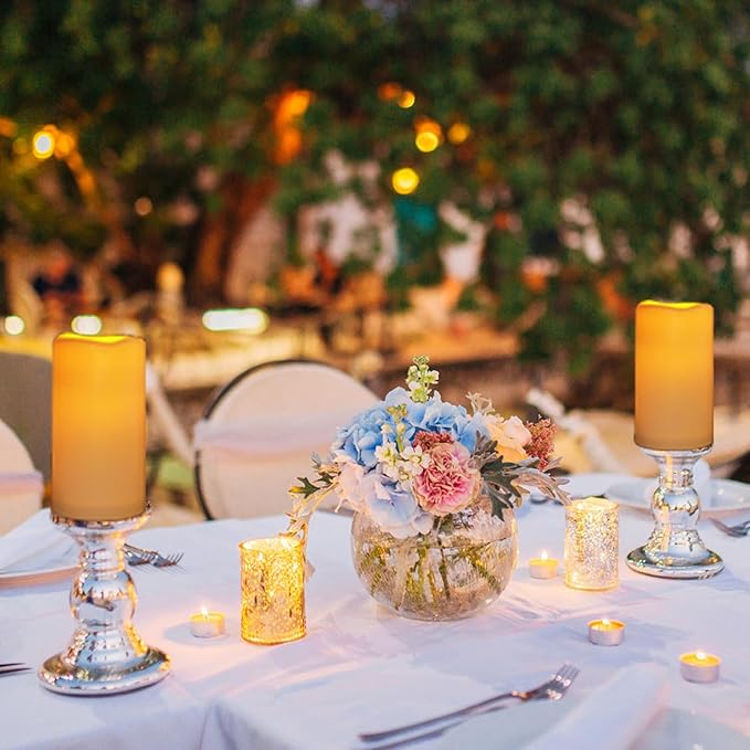 Waterproof Flameless Remote Control Candles 2PACK(D3''*H5.5'')Battery Operated Flickering LED Pillar Candle,plastic with 10-Key 24Hours Timer for Outdoor/Indoor Party Garden Lanterns Porch Ivory-VerdiqueGarden