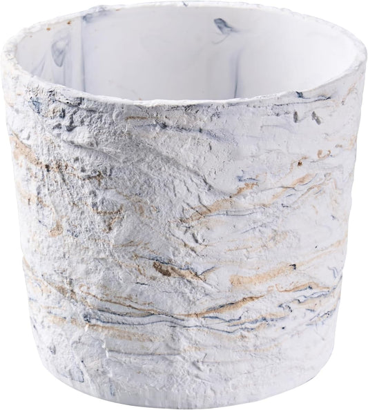 Ekirlin 7 Inch Natural Ore Textures Plant Pot, Resin Outdoor Planters with Drainage Hole, Removable Rubber Stopper and Non-Slip Soft Pad,Weatherproof Decorative Pot for Indoor/Garden Plants-VerdiqueGarden