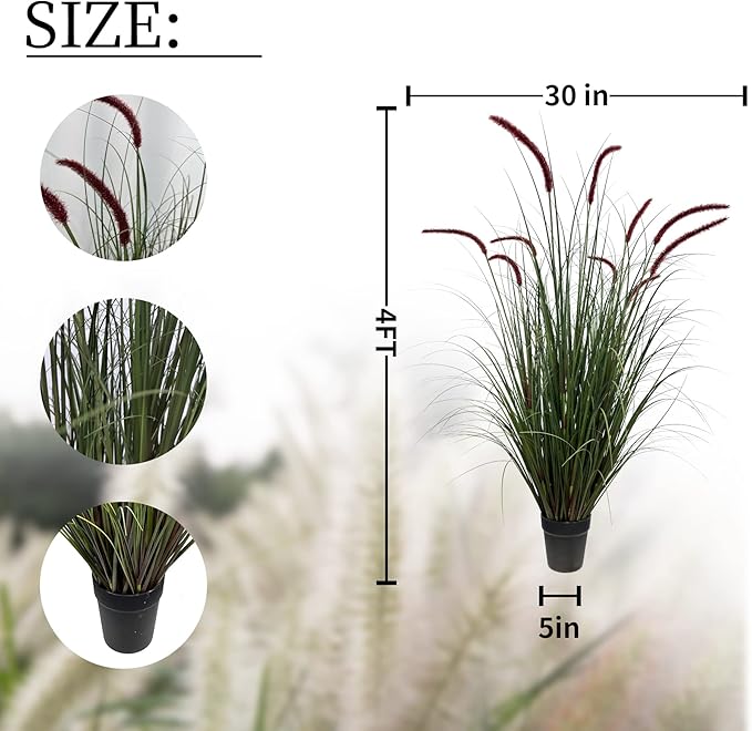 Artificial Plant 47in(1pack) Tall Artificial Grass Plant,Faux Plants Indoor Home Decorative Artificial Plants & Flowers in Pot Fake Plant, House Plant Indoor-VerdiqueGarden