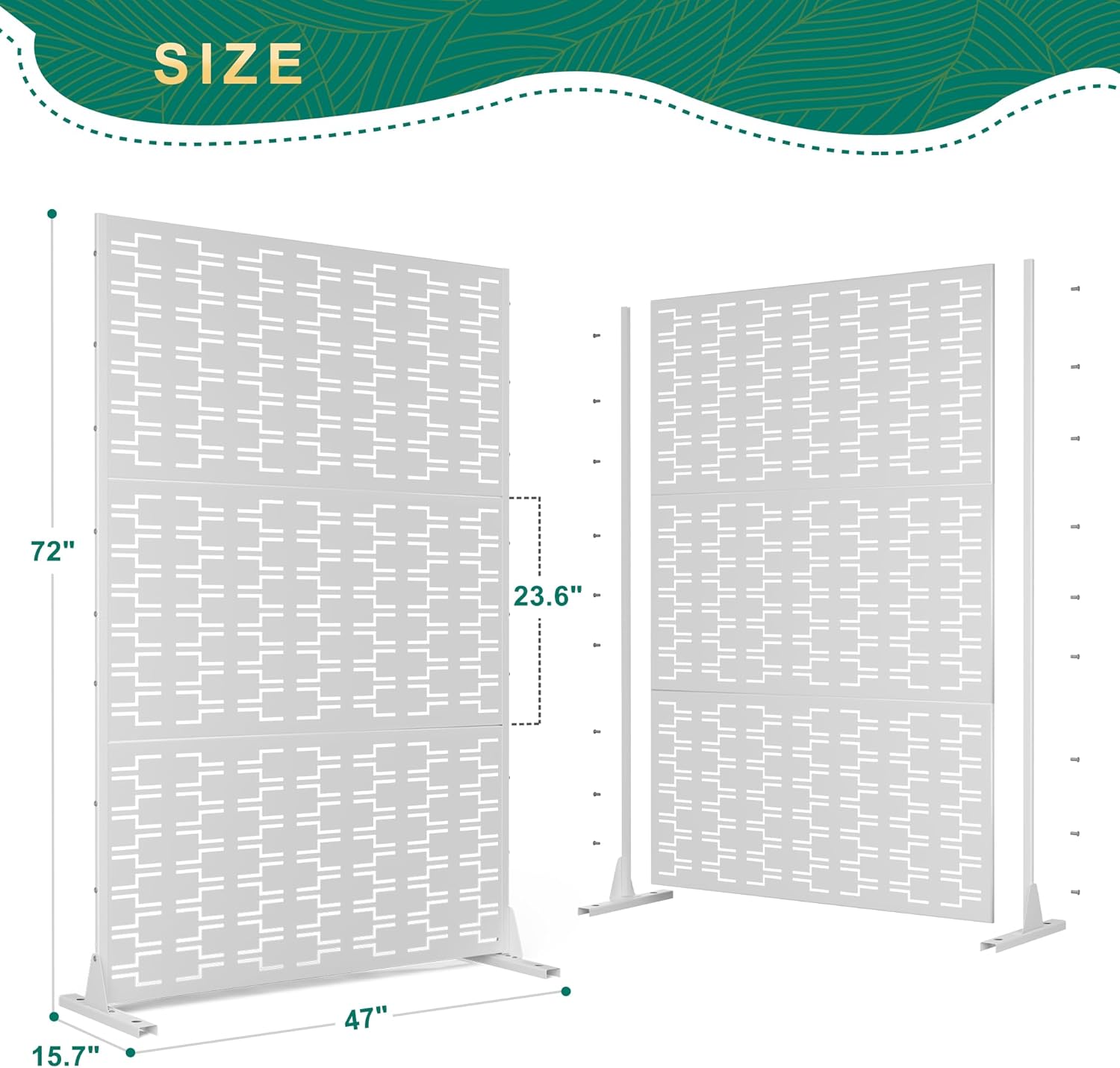 72" H×47" W Metal Privacy Screen Outdoor Privacy Screen Freestanding, Outdoor Privacy Screens and Panels for Patio Lawn Deck(Consists of 3 Panels)-VerdiqueGarden