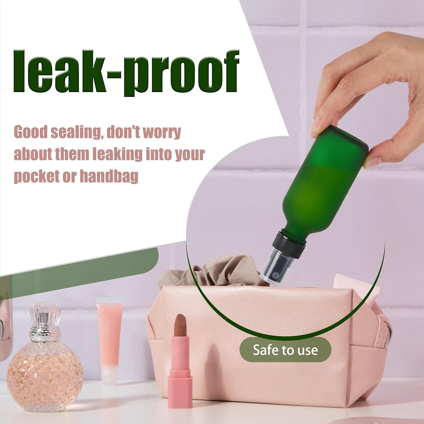 2 oz Glass Spray Bottles, Reusable Fine Mist Sprayer Small Spray Bottle, Preety Frosted Texture, Leak-Proof Design, Perfect for Travel, Skin Care, Perfumes (Green-Frosted, 2oz-24pcs)-VerdiqueGarden