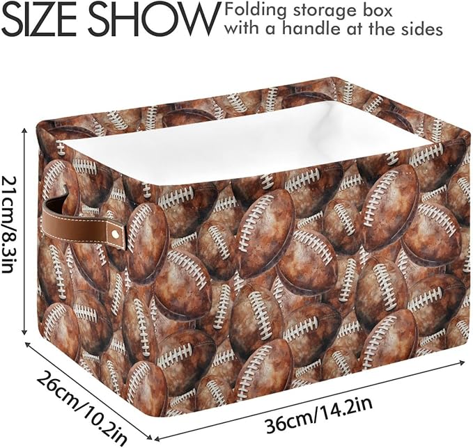 Football Rectangular Storage Basket Organizer Bin Shelf Baskets For Home Office Dorm-VerdiqueGarden