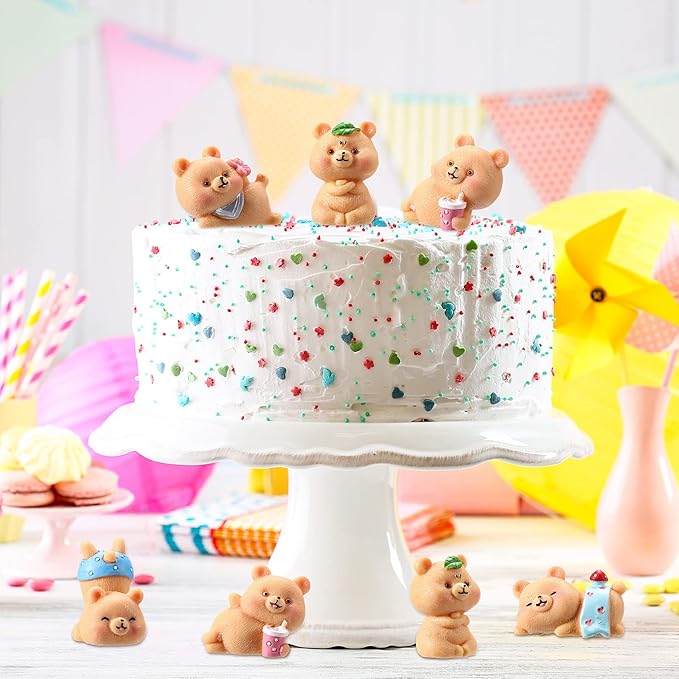 15 Pieces Cute Bear Miniature Figurines Bear Baby Shower Decoration Resin Cake Cupcake Toppers Garden Miniature Moss Landscape DIY Crafts for Home Party Garden Plant Pots Decor-VerdiqueGarden
