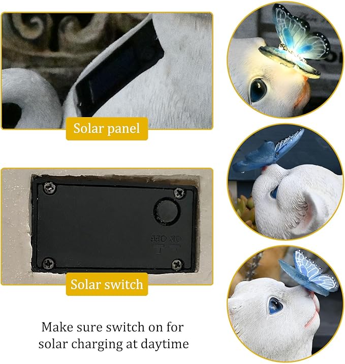 Cat Garden Figurines Outdoor Decor Solar Statue with LED Lights for Patio Lawn Yard Art Decoration Housewarming Garden Gift-VerdiqueGarden