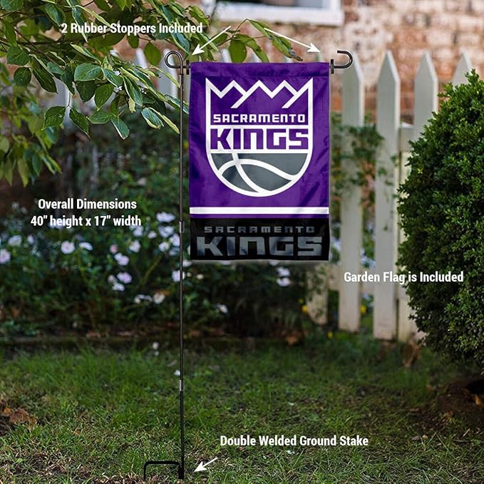 WinCraft Sacramento Kings Garden Flag with Stand Holder-VerdiqueGarden